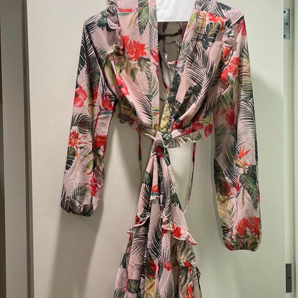 romper worn once with lace tie up back